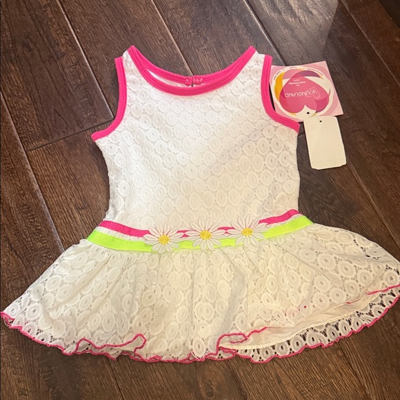 Youngland Other - NWT Youngland 3T Toddler White Lace Dress with Pink Trim